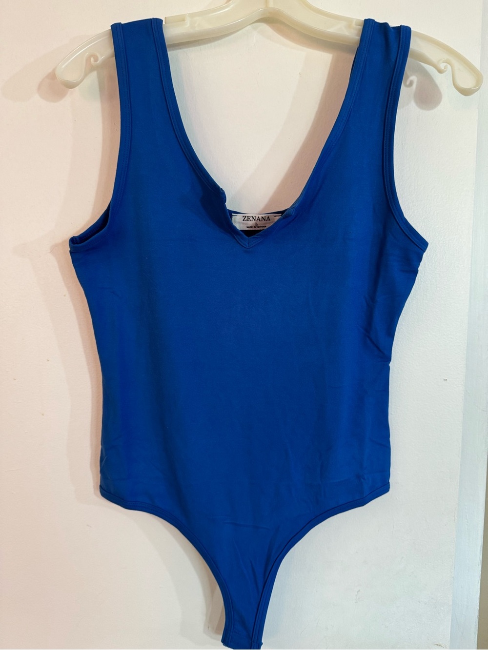 Zena Royal Blue Sleeveless V-Neck One-Piece Bodysuit